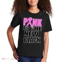 Pink Is The New Black Breast Cancer Ribbon Kids T-Shirt thumb 2