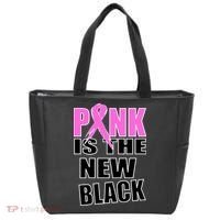 Pink Is The New Black Breast Cancer Ribbon Tote Bag thumb 0