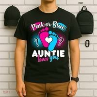 Pink Or Blue Auntie Loves You T-Shirt thumb 6