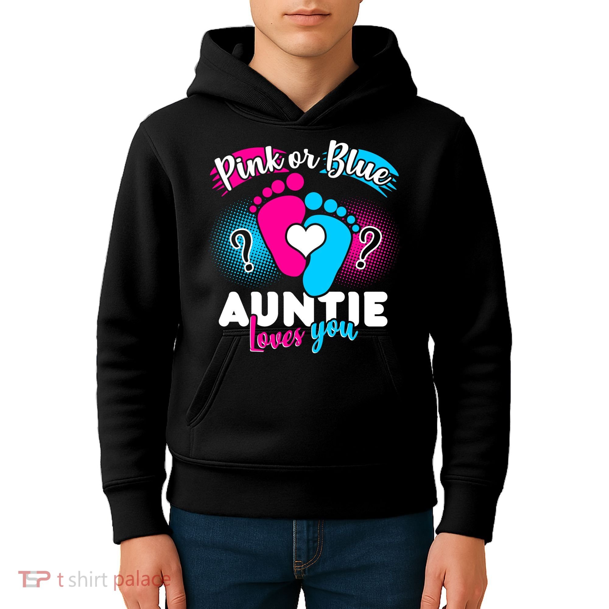 Pink Or Blue Auntie Loves You Kids Hoodie