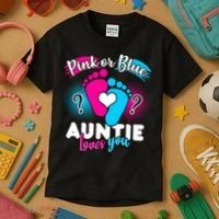 Pink Or Blue Auntie Loves You Kids T-Shirt thumb 3