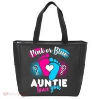 Pink Or Blue Auntie Loves You Tote Bag thumb 0