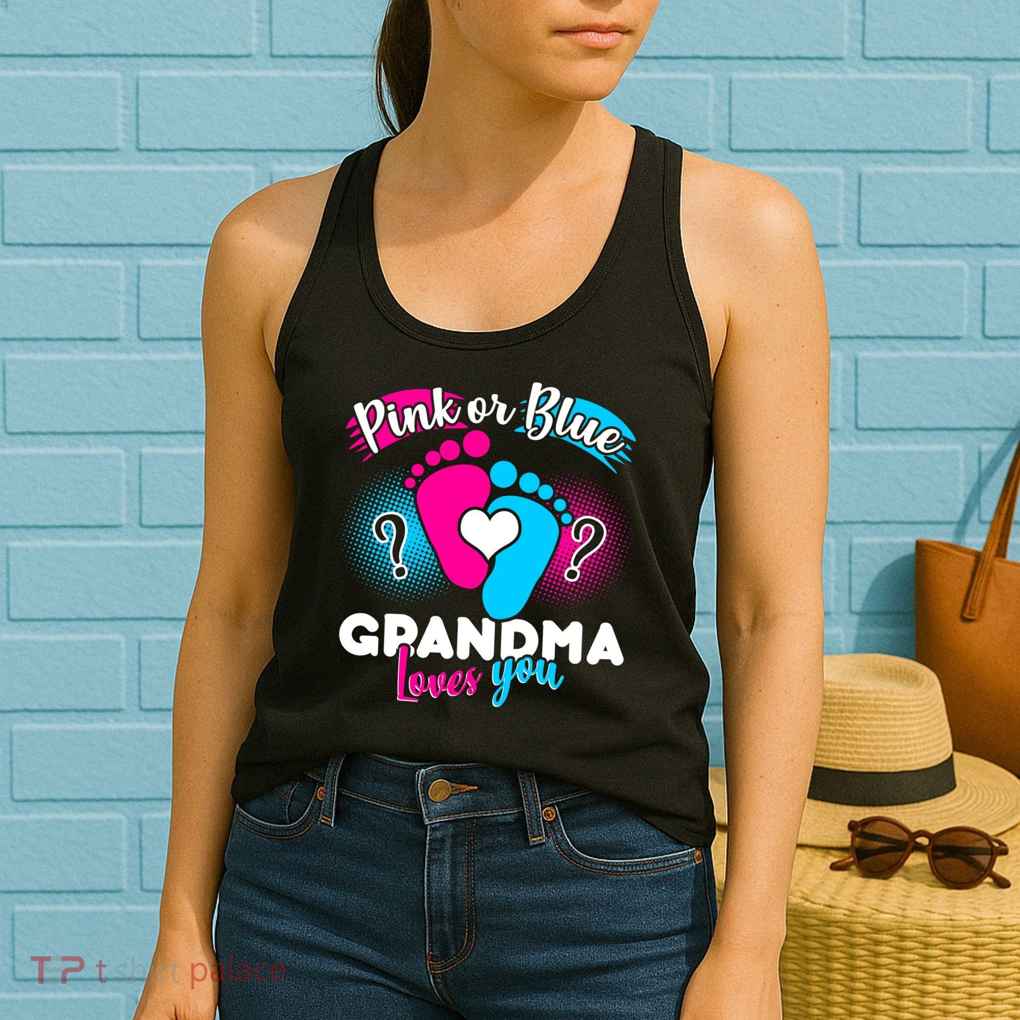 Pink or Blue Grandma Loves You Women's Tank Top