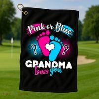Pink or Blue Grandma Loves You Golf Towel thumb 1