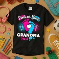 Pink or Blue Grandma Loves You Kids T-Shirt thumb 3