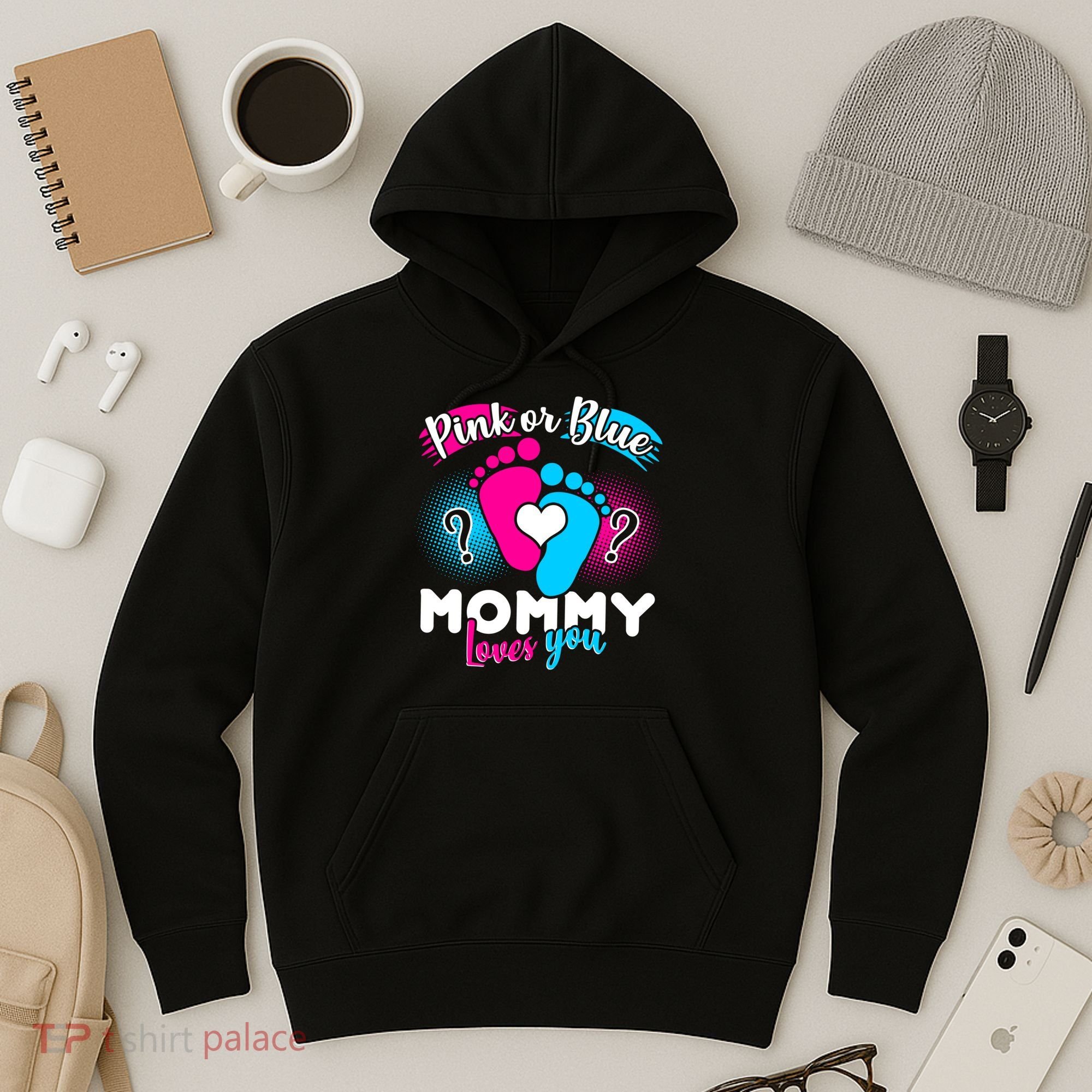 Pink or Blue Mommy Loves You Hoodie
