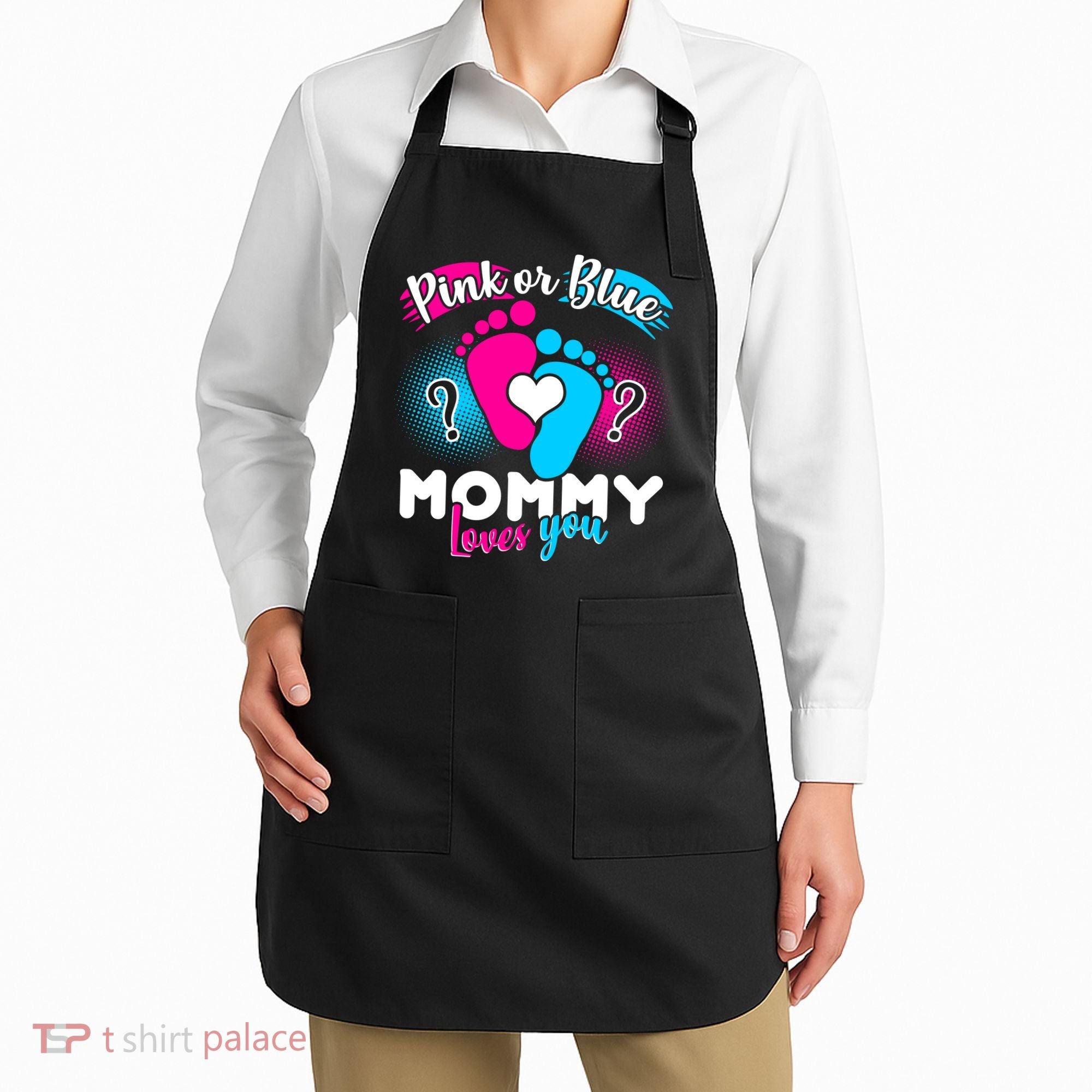 Pink or Blue Mommy Loves You Apron