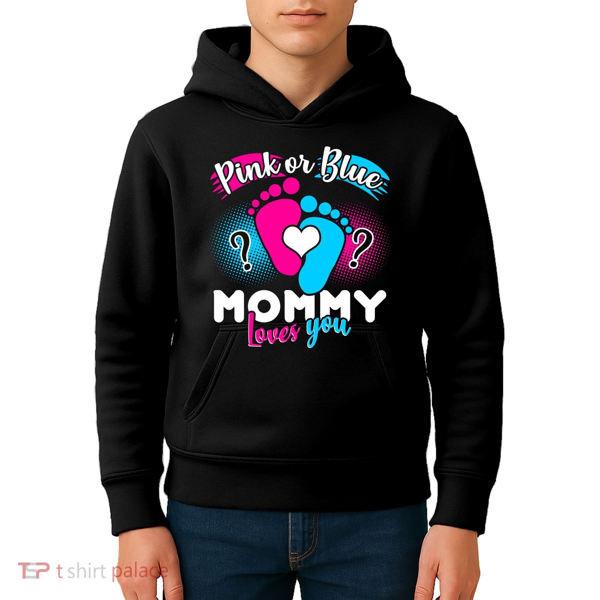 Pink or Blue Mommy Loves You Kids Hoodie