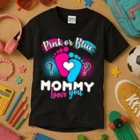 Pink or Blue Mommy Loves You Kids T-Shirt thumb 3