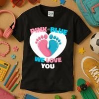 Pink Or Blue We Love You Gender Reval Kids T-Shirt thumb 3