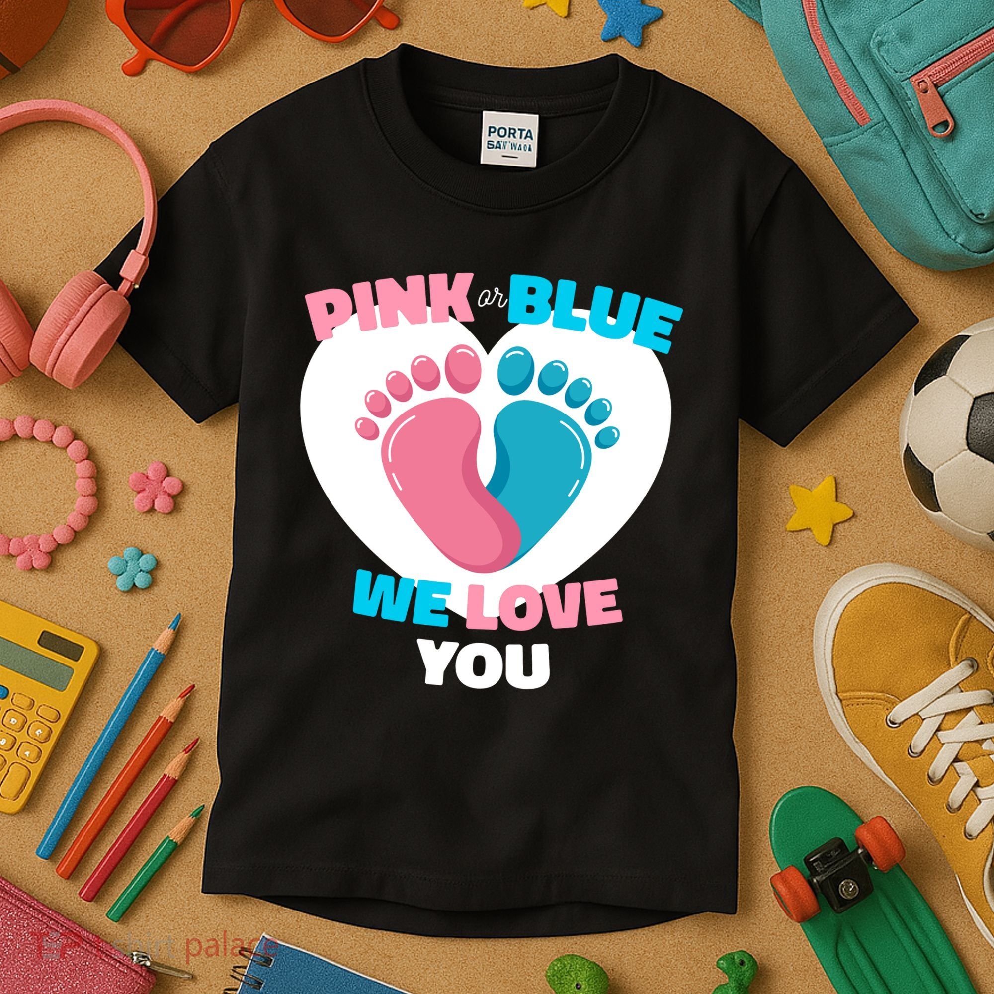 Pink Or Blue We Love You Gender Reval Kids T-Shirt