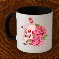 Pink Roses Skull Tattoo  Coffee Mug thumb 2