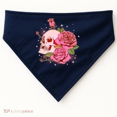 Pink Roses Skull Tattoo  USA-Made Doggie Bandana