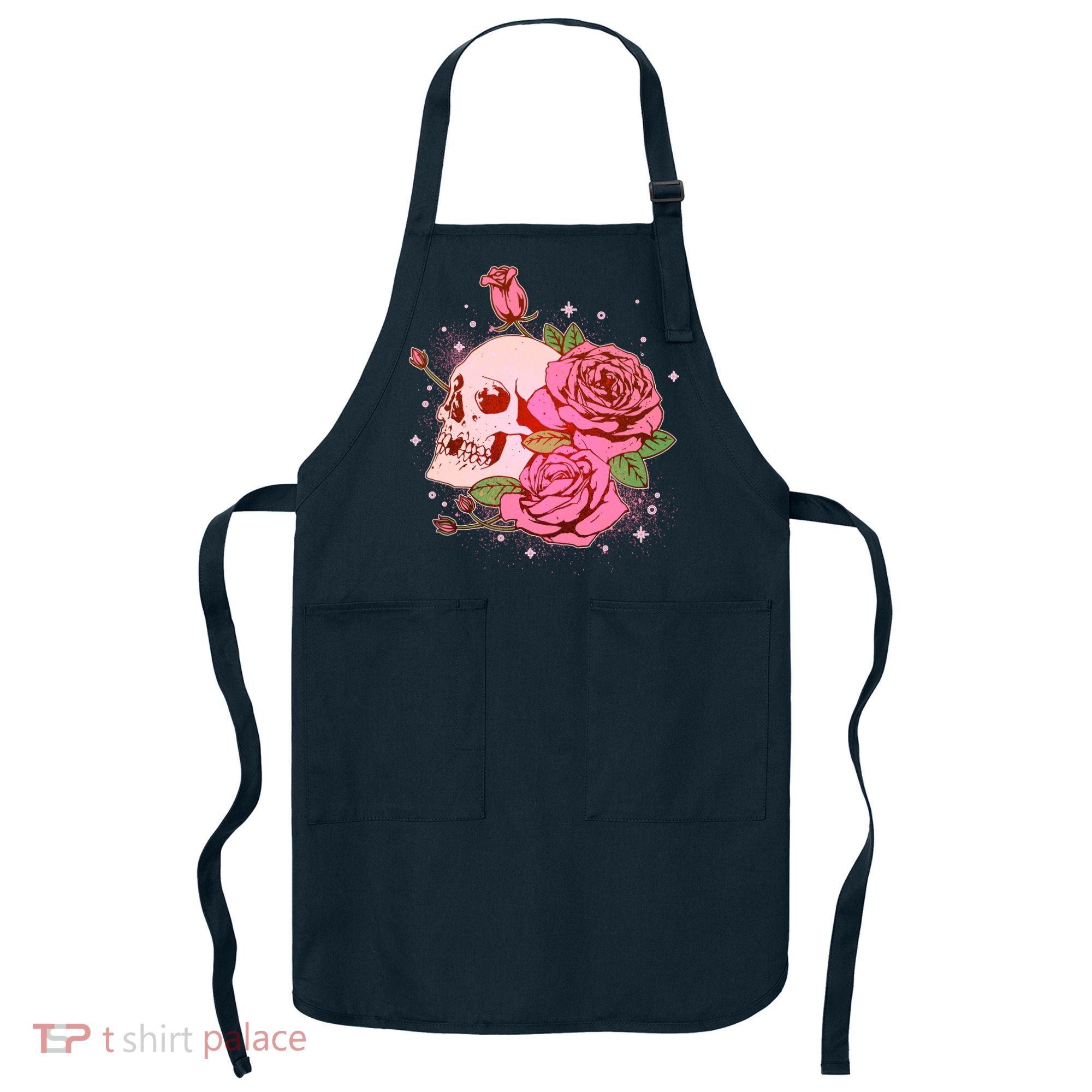 Pink Roses Skull Tattoo  Apron