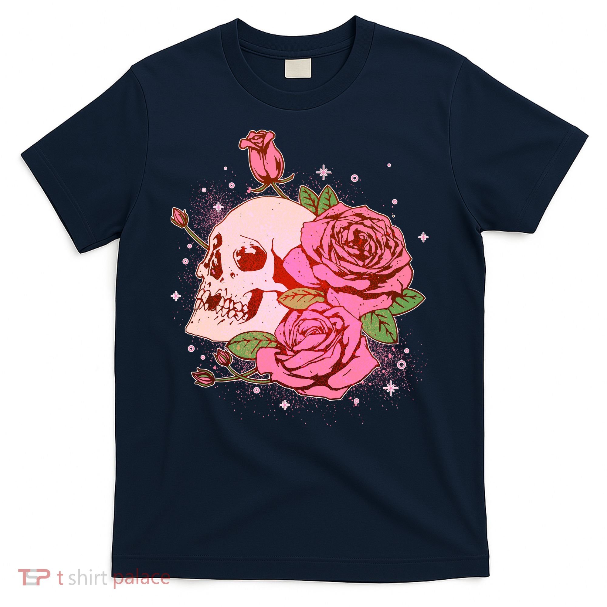 Pink Roses Skull Tattoo  T-Shirt