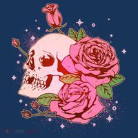 Pink Roses Skull Tattoo  Women's Hoodie thumb 2