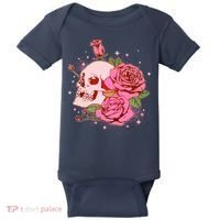 Pink Roses Skull Tattoo  Baby Bodysuit thumb 0
