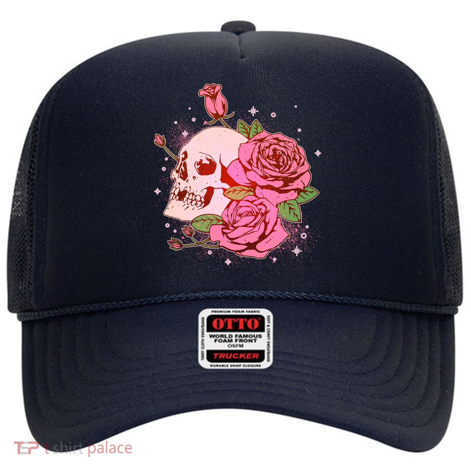 Pink Roses Skull Tattoo  Hat