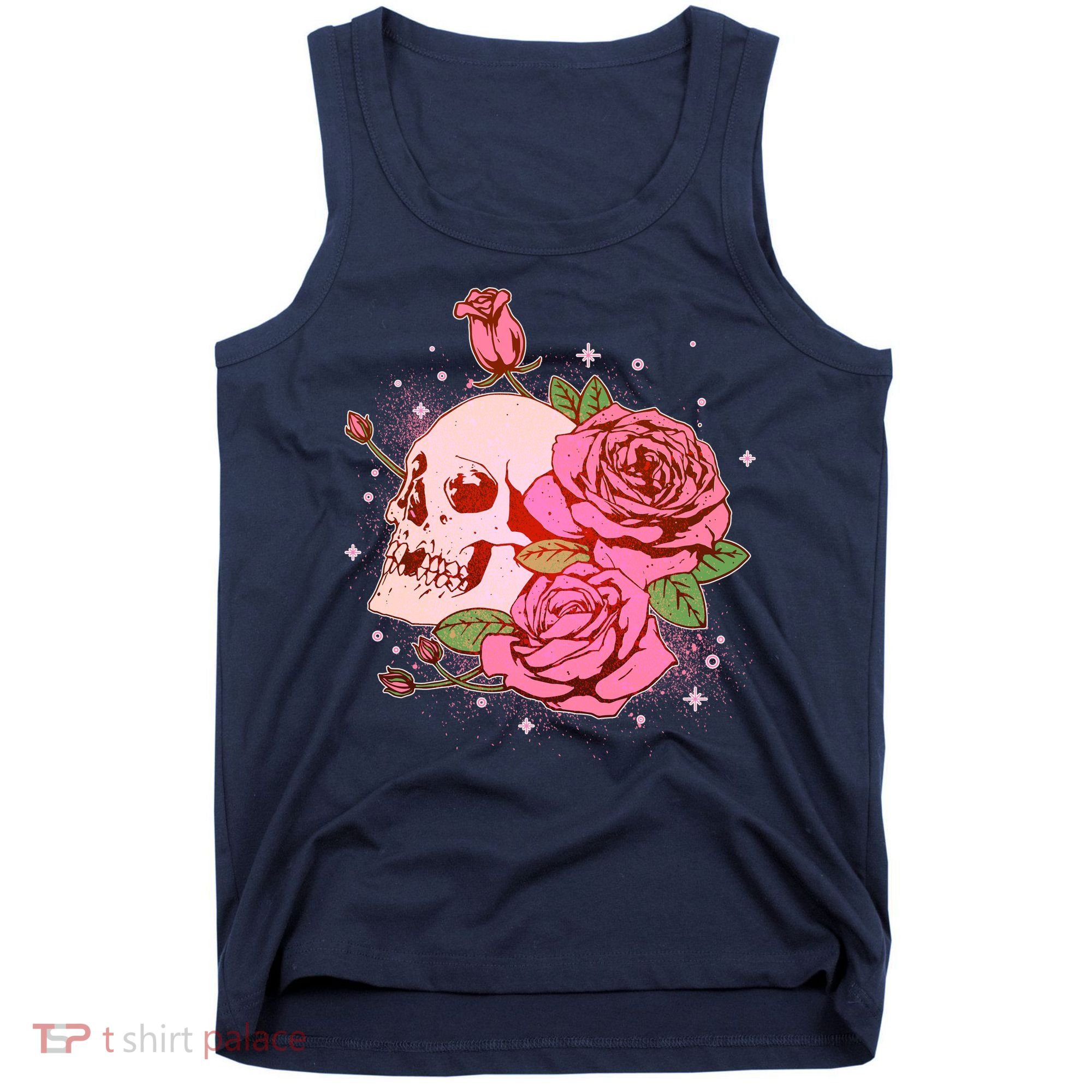 Pink Roses Skull Tattoo  Tank Top