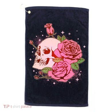Pink Roses Skull Tattoo  Golf Towel