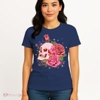 Pink Roses Skull Tattoo  Women's T-Shirt thumb 4