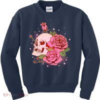 Pink Roses Skull Tattoo  Kids Sweatshirt thumb 0
