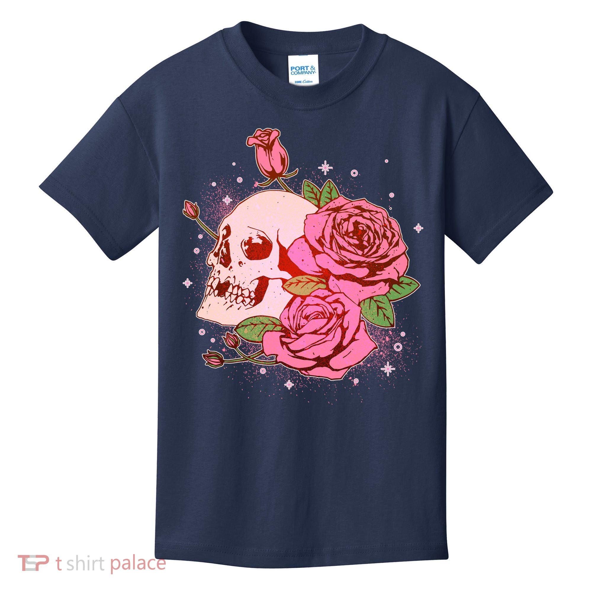 Pink Roses Skull Tattoo  Kids T-Shirt