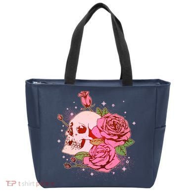 Pink Roses Skull Tattoo  Tote Bag