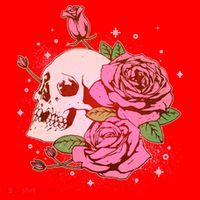 Pink Roses Skull Tattoo  Santa Hat thumb 1