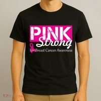 Pink Strong For Breast Cancer Awareness T-Shirt thumb 3