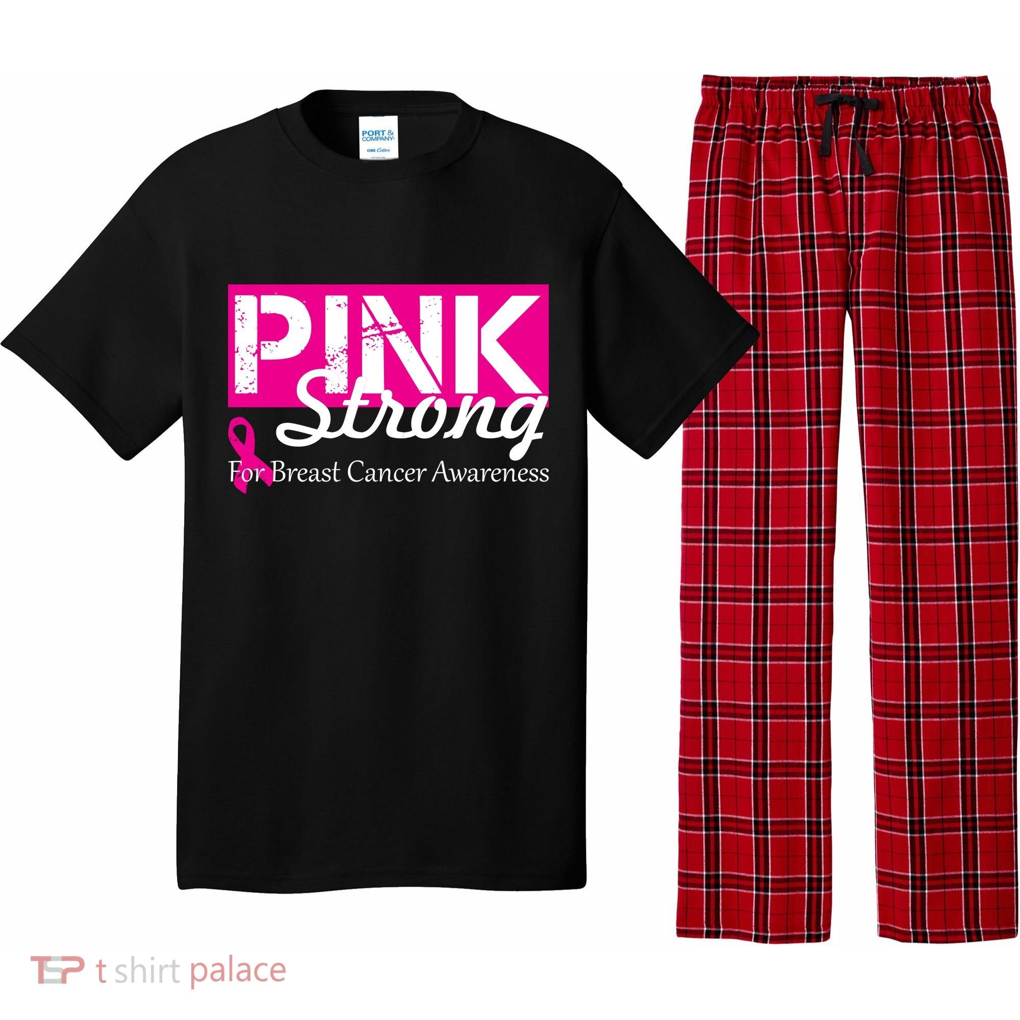 Pink Strong For Breast Cancer Awareness Pajama Set