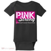 Pink Strong For Breast Cancer Awareness Baby Bodysuit thumb 0