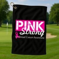 Pink Strong For Breast Cancer Awareness Golf Towel thumb 1