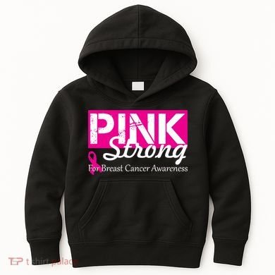 Pink Strong For Breast Cancer Awareness Kids Hoodie