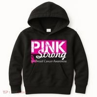 Pink Strong For Breast Cancer Awareness Kids Hoodie thumb 0