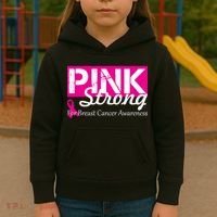 Pink Strong For Breast Cancer Awareness Kids Hoodie thumb 3