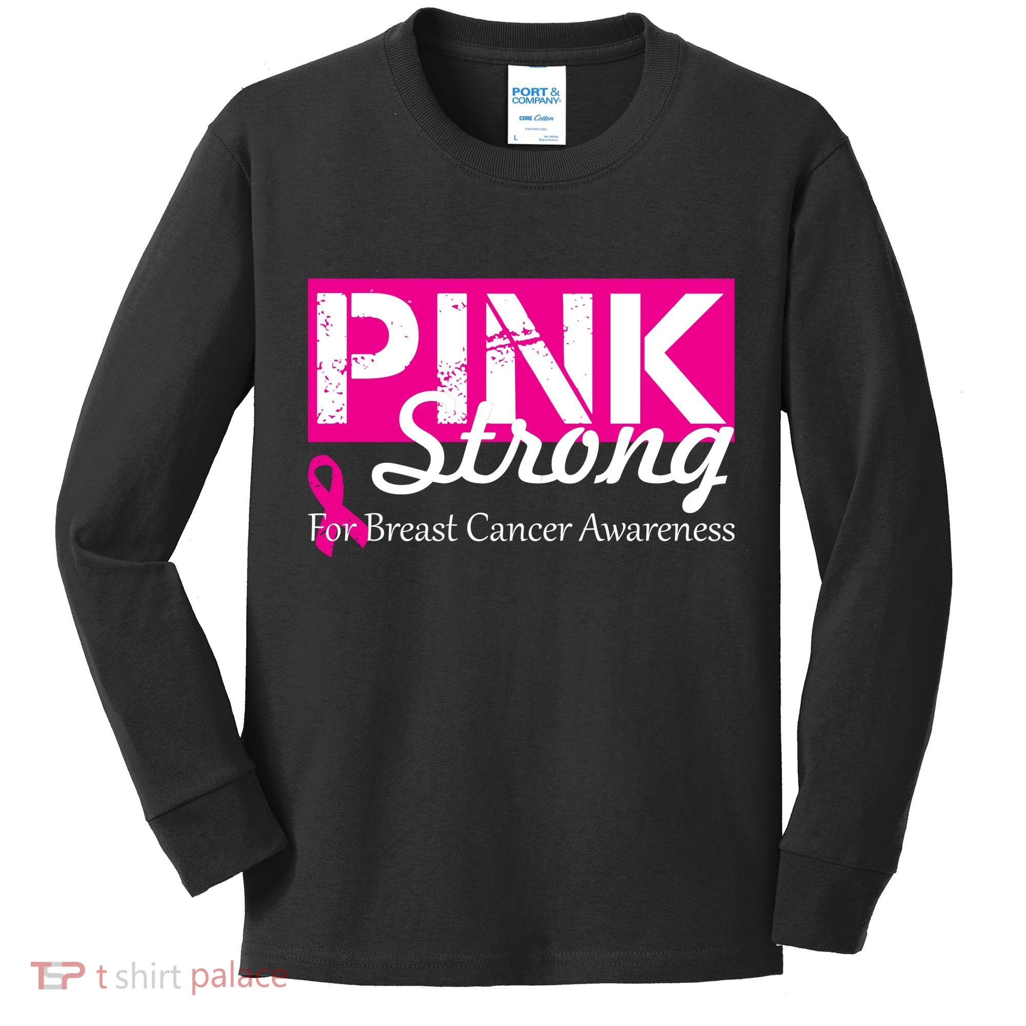 Pink Strong For Breast Cancer Awareness Kids Long Sleeve Shirt