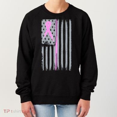 Pink Thin Line Breast Cancer Flag Women's Sweatshirt