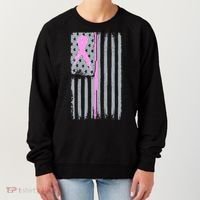 Pink Thin Line Breast Cancer Flag Women's Sweatshirt thumb 0