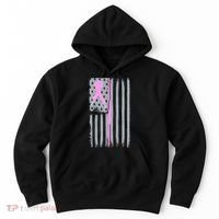 Pink Thin Line Breast Cancer Flag Hoodie thumb 0