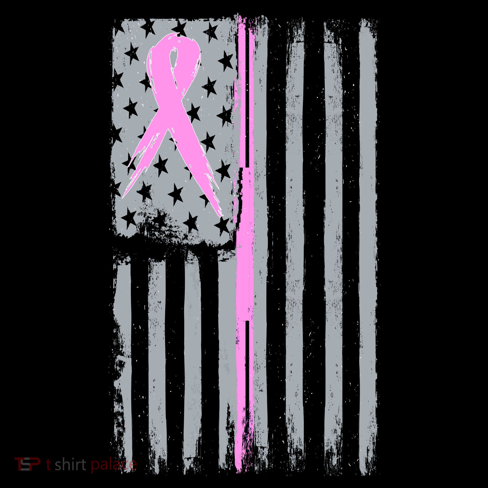 Pink Thin Line Breast Cancer Flag Long Sleeve Shirt