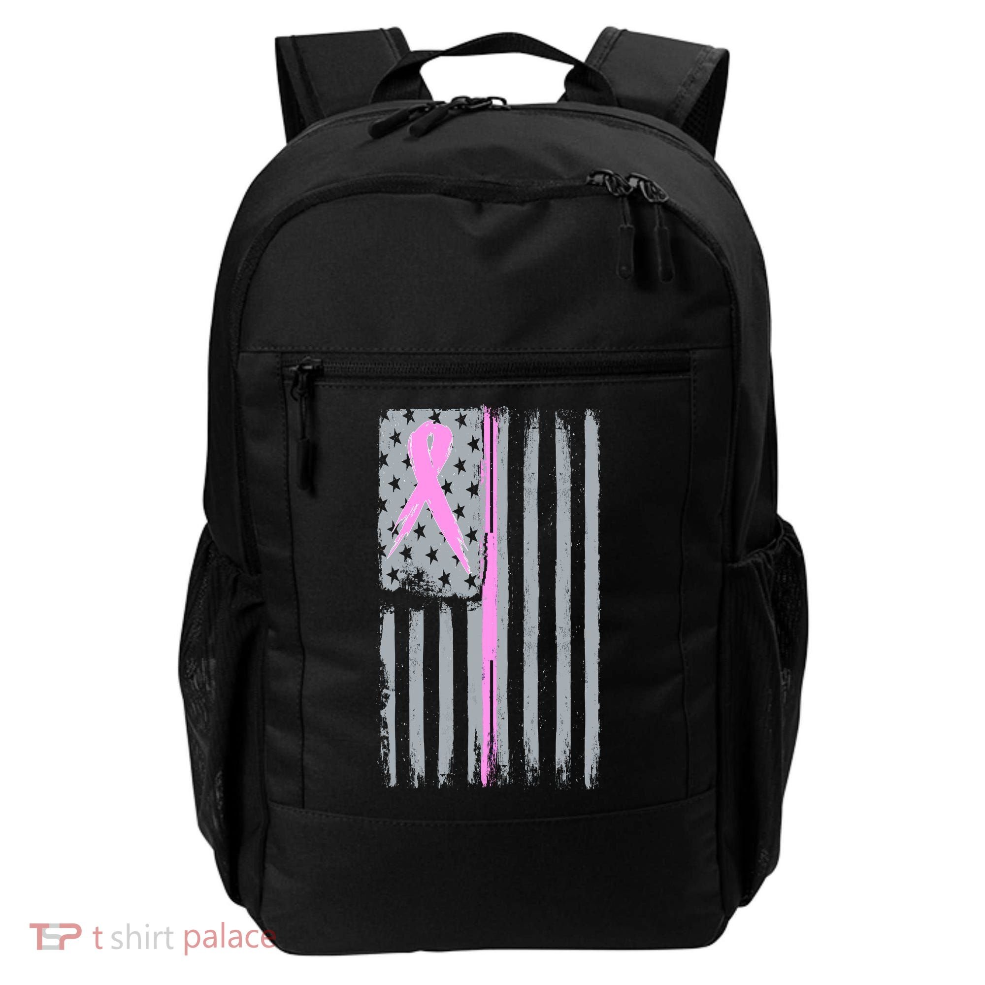 Pink Thin Line Breast Cancer Flag Backpack