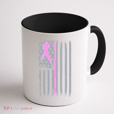 Pink Thin Line Breast Cancer Flag Coffee Mug back