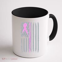 Pink Thin Line Breast Cancer Flag Coffee Mug thumb 1
