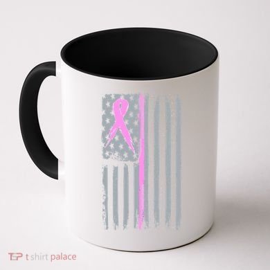 Pink Thin Line Breast Cancer Flag Coffee Mug