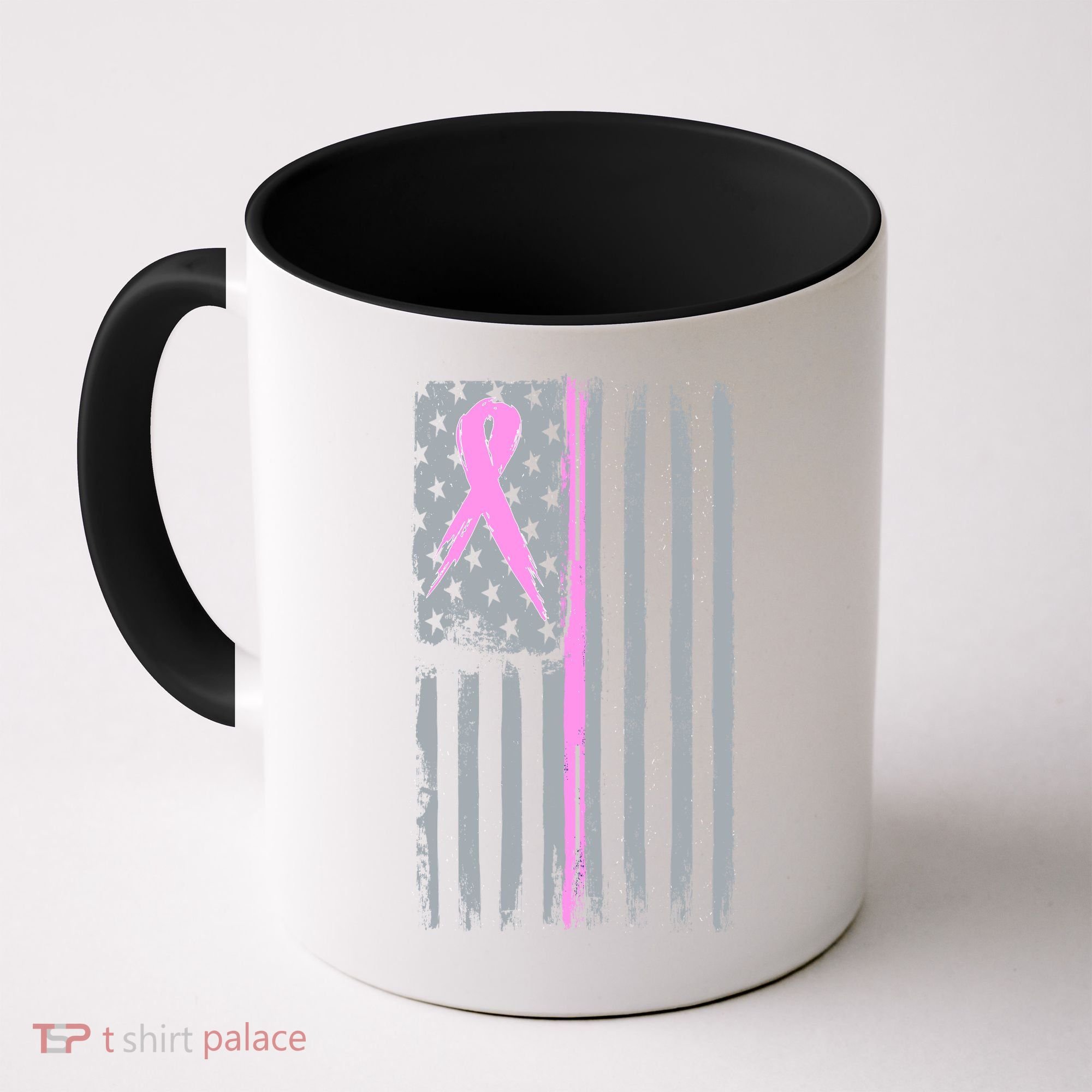 Pink Thin Line Breast Cancer Flag Coffee Mug