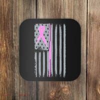 Pink Thin Line Breast Cancer Flag Coaster thumb 0