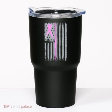 Pink Thin Line Breast Cancer Flag Tumbler