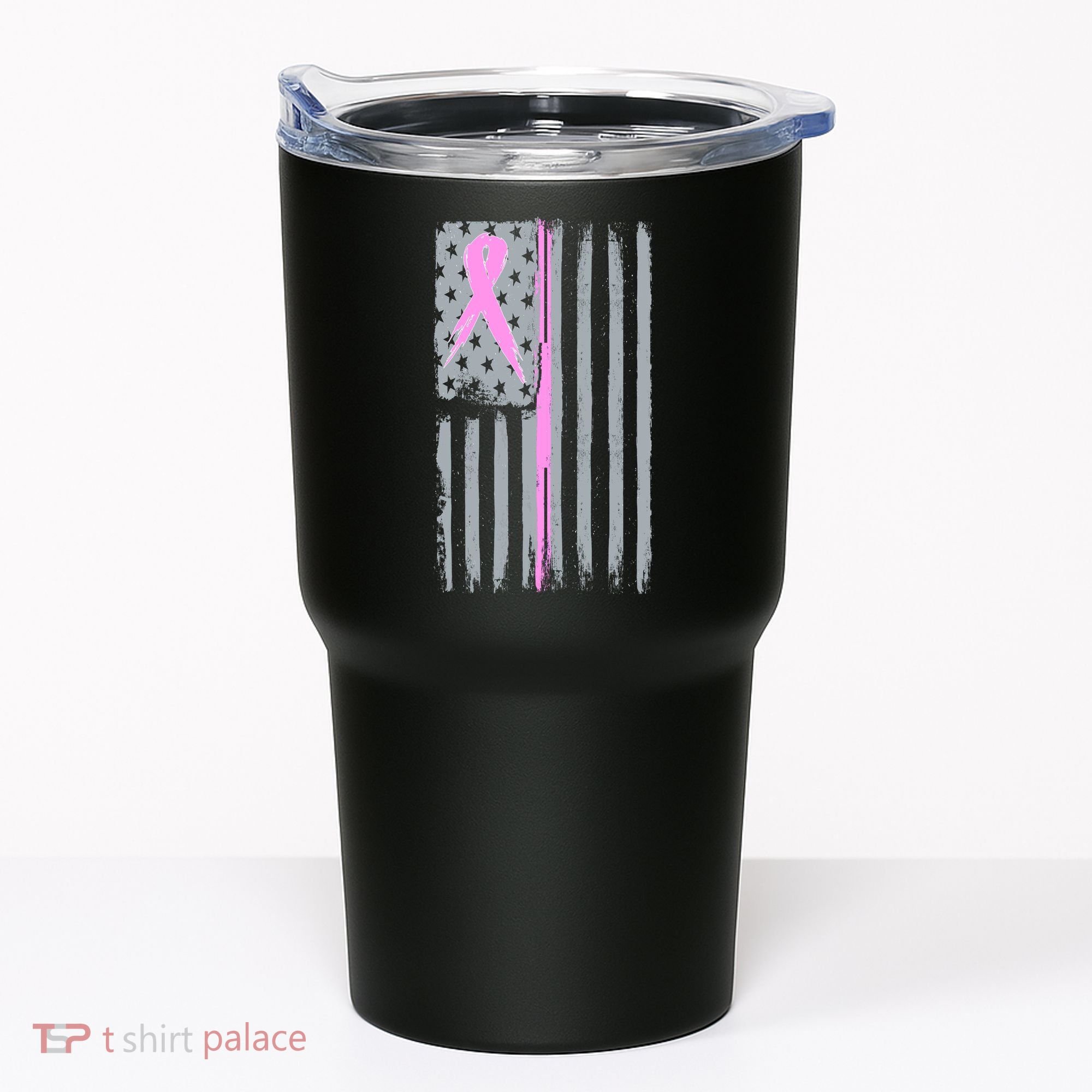 Pink Thin Line Breast Cancer Flag Tumbler