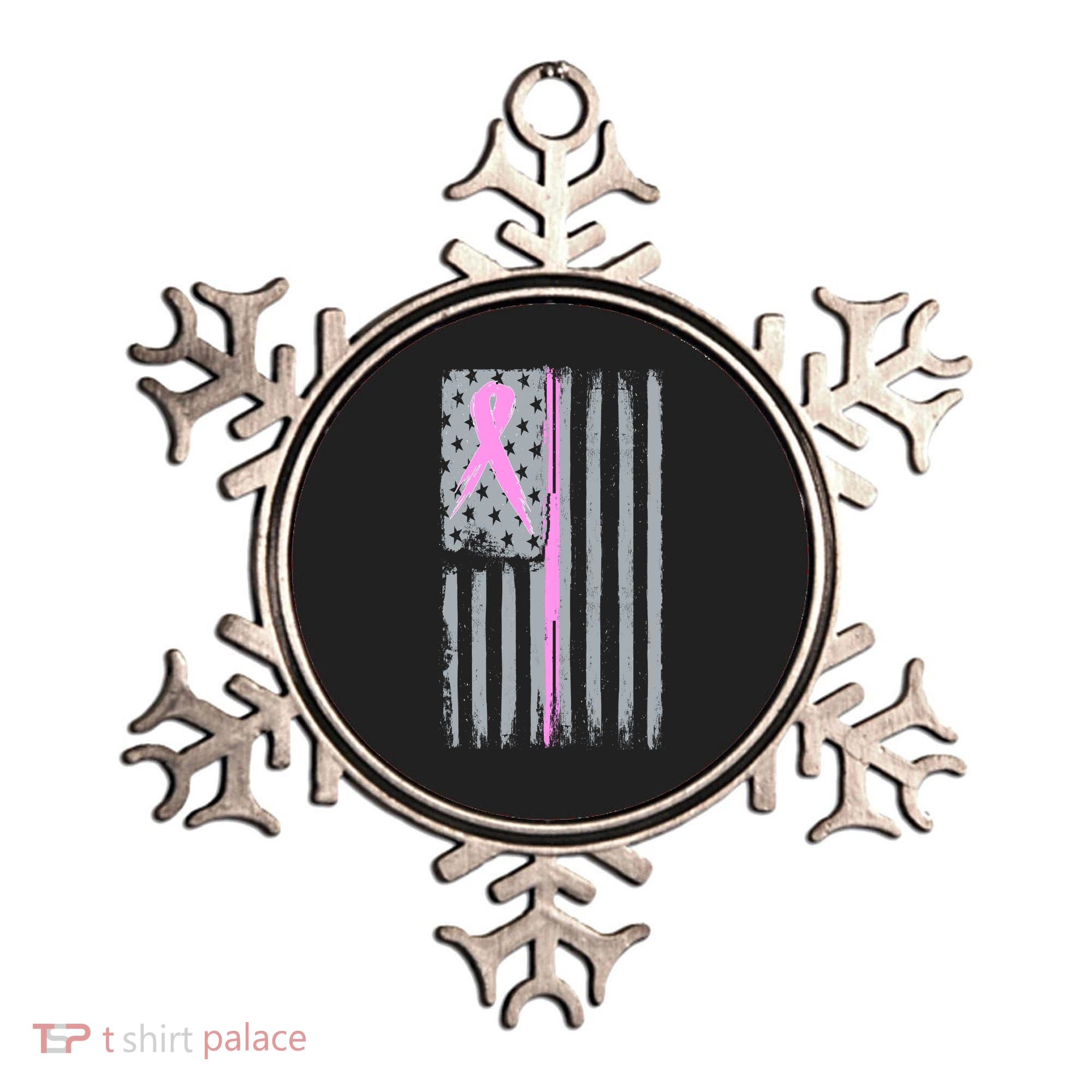 Pink Thin Line Breast Cancer Flag Ornament